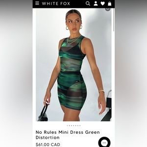 White Fox, No Rules Mini Dress Green Distortion